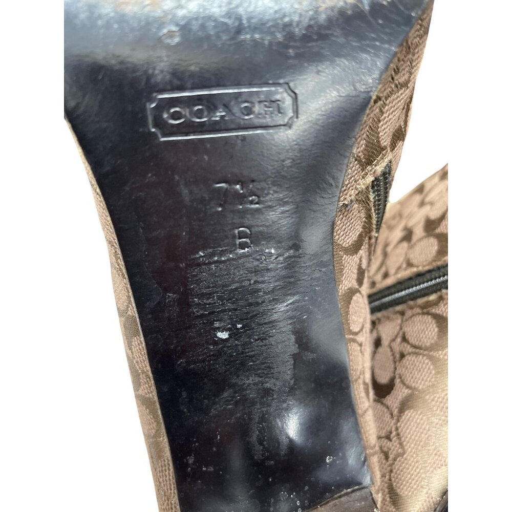 Coach Brianna womans 3" block heel canvas monogram ankle boots sz 7.5B SKU 9824 - Picture 6 of 16